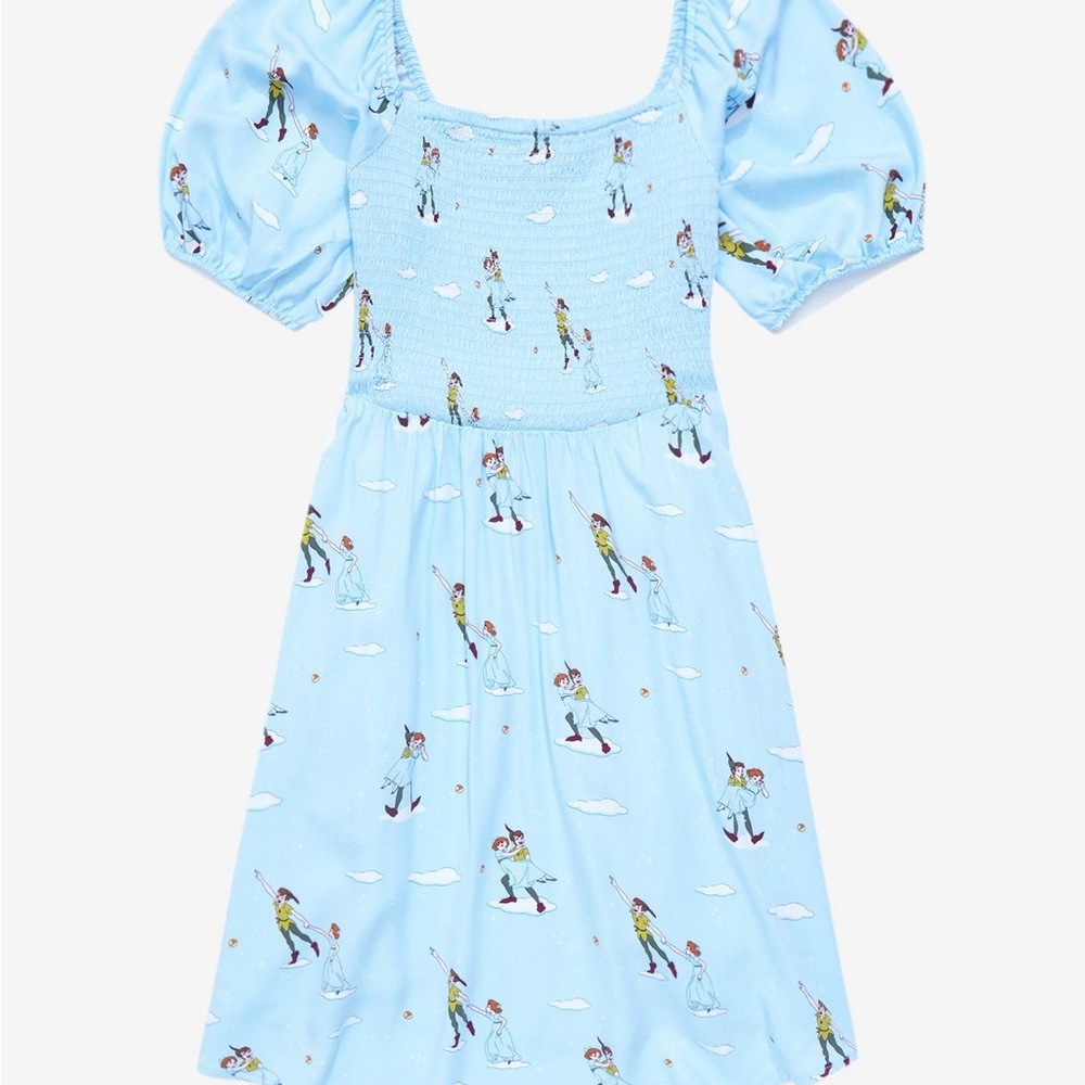 Box Lunch Women’s Peter Pan & Wendy Blue Printed Dress